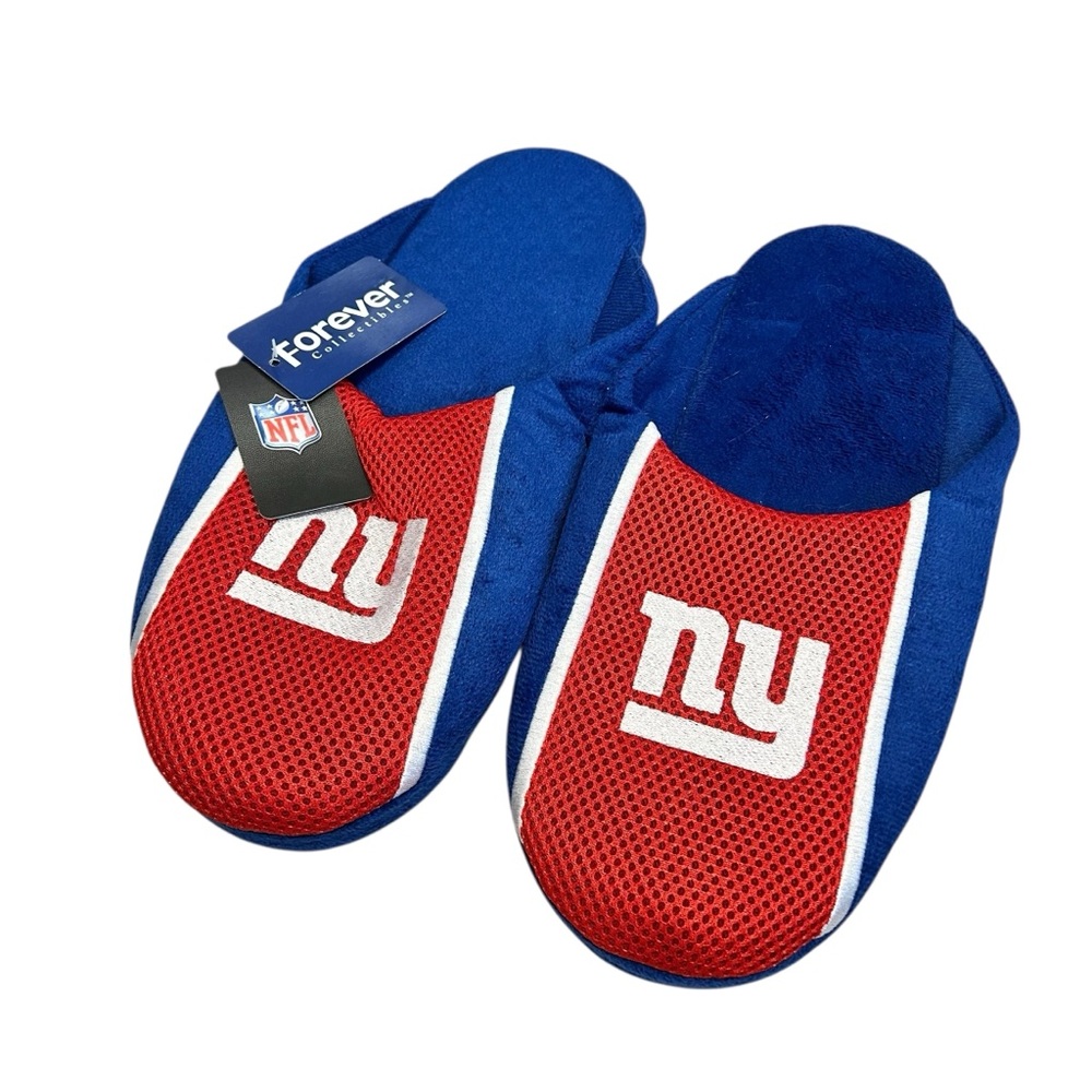 NEW Blue & Red NY Giants Football NFL Sports Slippers Shoes Men’s Size Large Fit